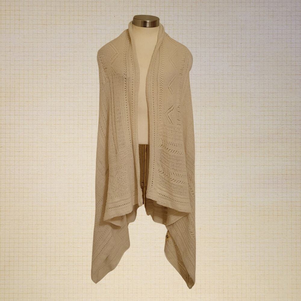 Boho Drape Knit Sleeveless Cardigan Angel of the North XS-S Geometric Ivory
